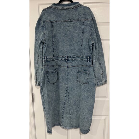 Denim Button Up Long Sleeve Midi Dress By Andthewhy California 2x - Picture 5 of 6